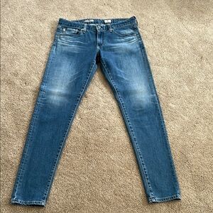 AG Adriano Goldschmied Blue Skinny Jeans with Contrast Stitching